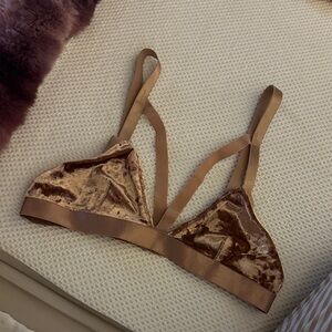 Velvet Strappy Bralette in Blush Pink